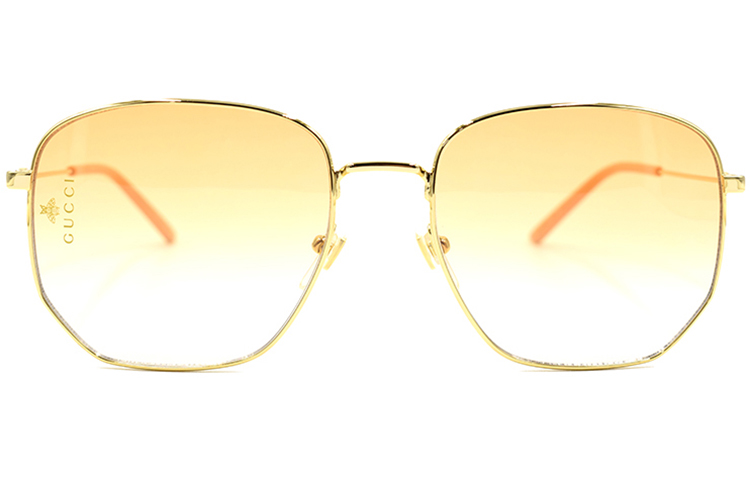 GUCCI Металлические квадратные солнцезащитные очки для женщин, Gold — фото 4