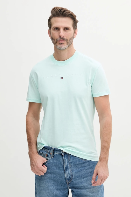 

Хлопковая футболка Tommy Jeans, бирюзовый