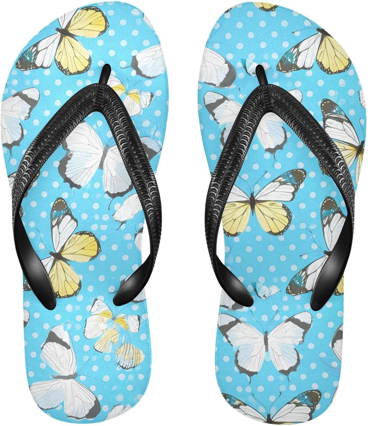 

Женские шлепанцы с бабочкой и голубым горошком, пляжные резиновые сланцы с ремешком, нескользящие летние тапочки для женщин и мужчин Sinestour