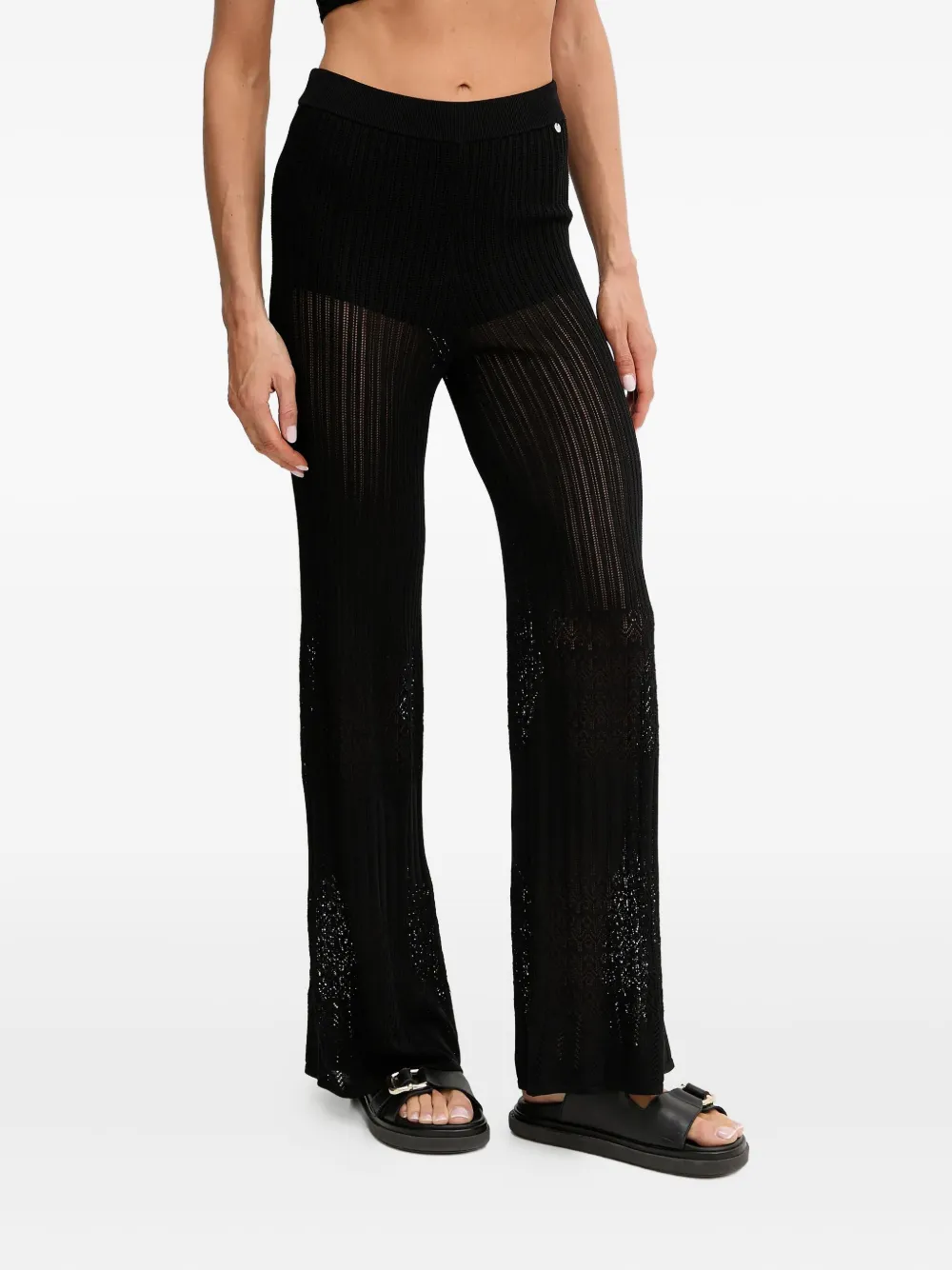 

Брюки в рубчик с завышенной талией Boss, черный