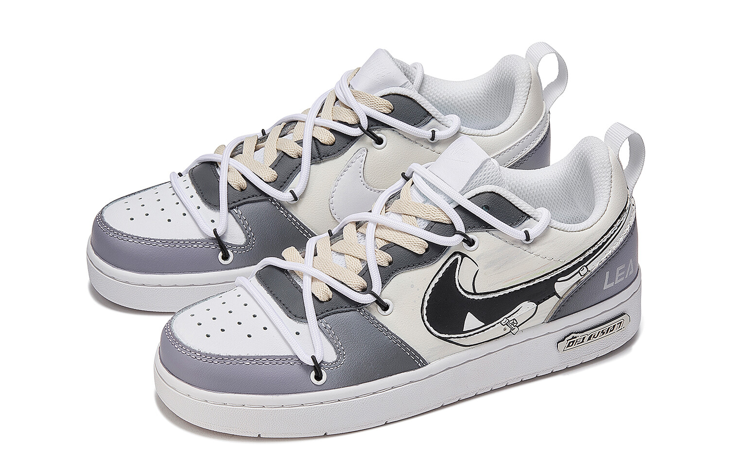 

Кроссовки Nike Court Borough Skateboarding Shoes Women's Low-top Beige/blue/black, бежевый/синий/черный