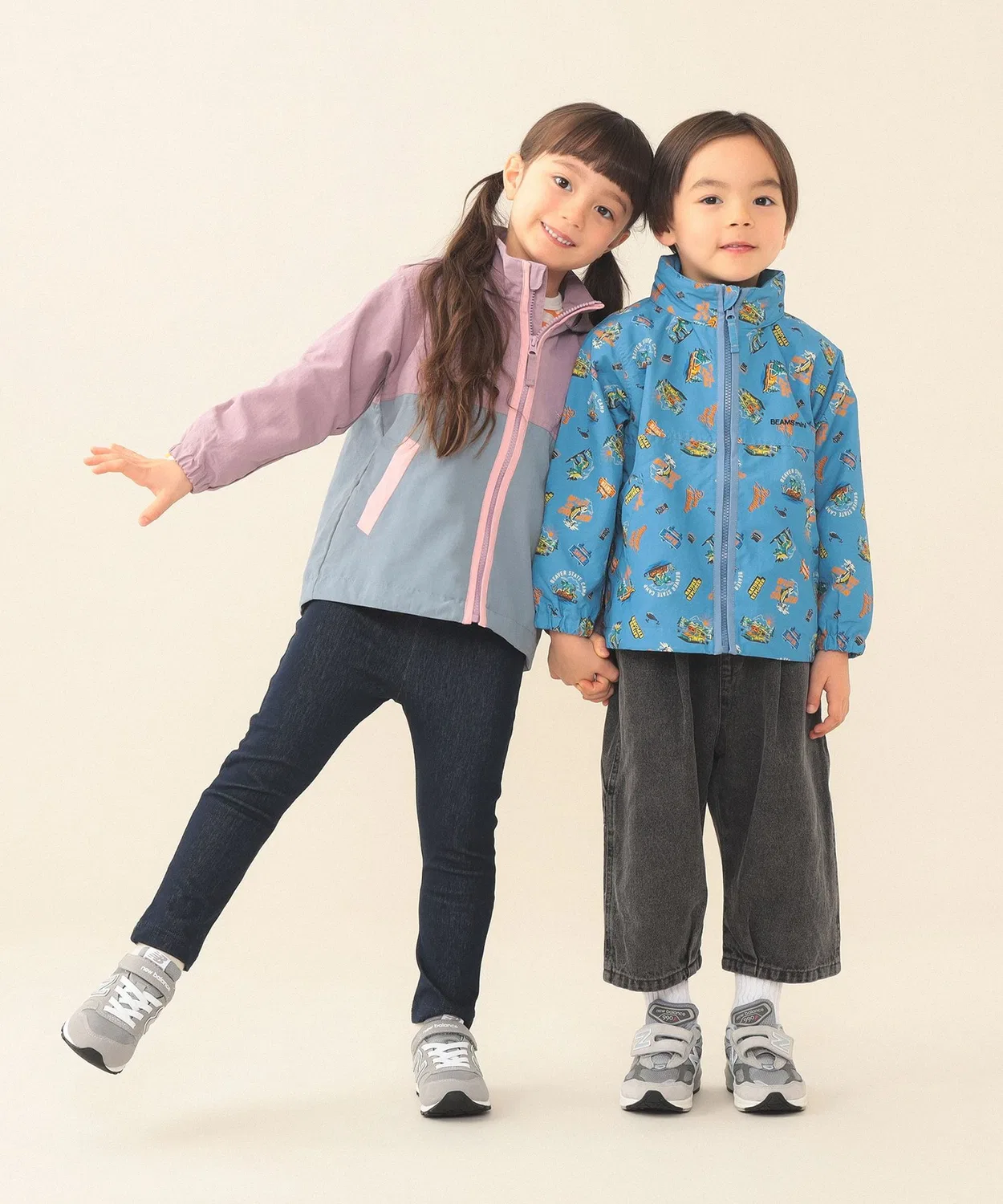 Блузон детский с капюшоном из нейлона, BEAMS mini, светлоголубой — фото 4