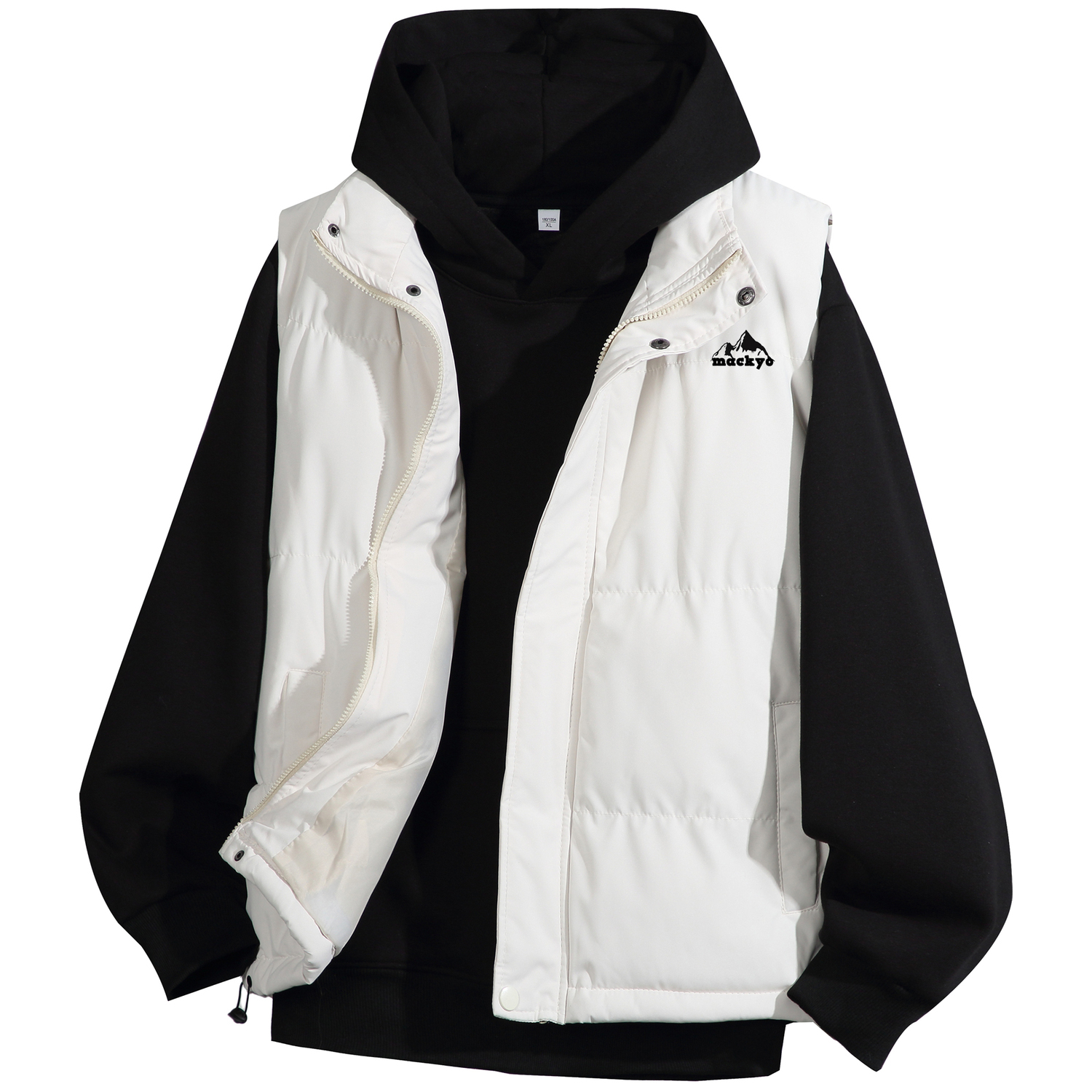 

Пуховик и жилет Unisex Mackyo, экрю vest+черный sweatshirt