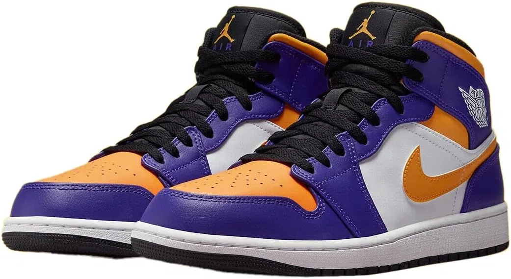 Кроссовки Nike Herren Air Jordan 1 Mid Schuhe, Dark Concord Taxi White Black — фото 3