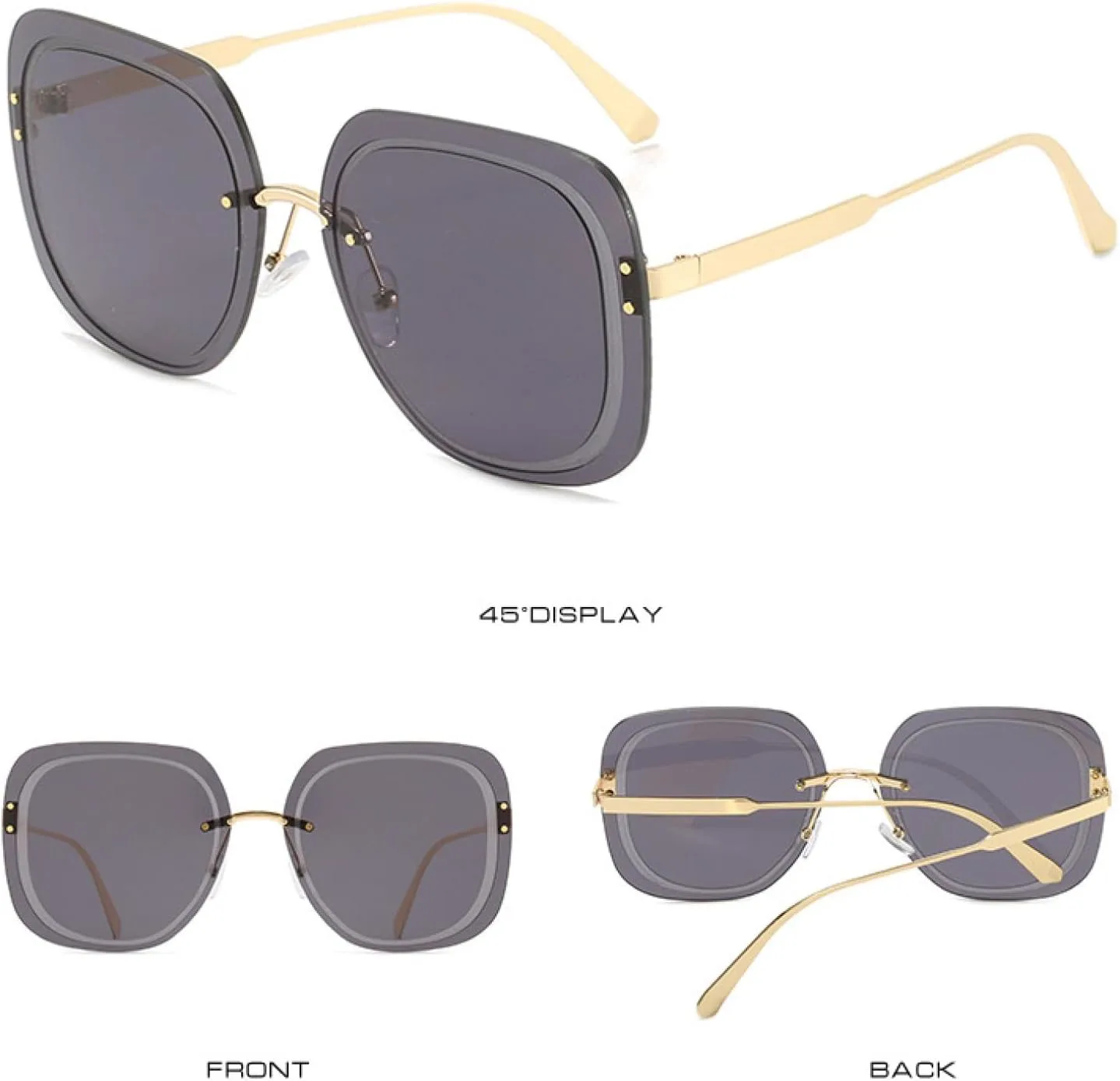 

Классические ретро-солнцезащитные очки, модные, без оправы, женские, для активного отдыха и путешествий, защита от УФ-излучения UV400 TKKTLLT, Gold Gradient Tea