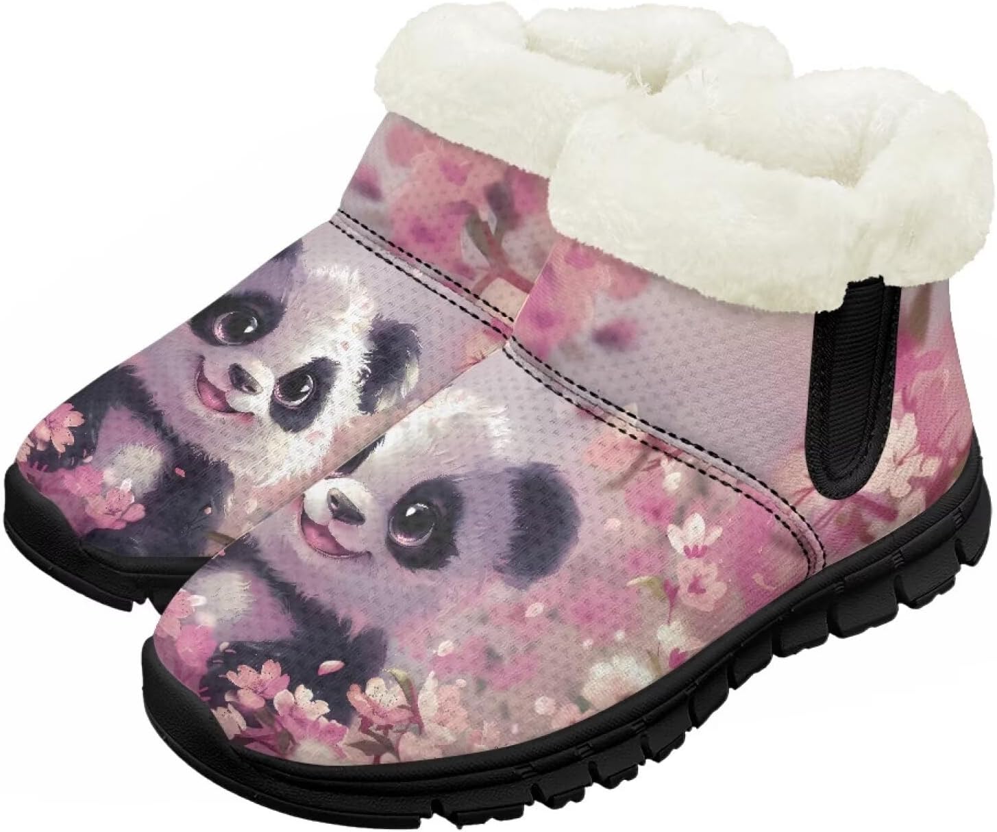 

Детские зимние ботинки Chririnla для мальчиков и девочек, короткие теплые ботиночки с нескользящей подошвой, легкие обувь для холодной погоды, Cherry Blossom Panda