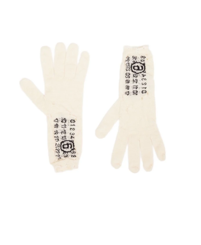 

Белые вязаные перчатки из шерстяной смеси Mm6 Maison Margiela, белый