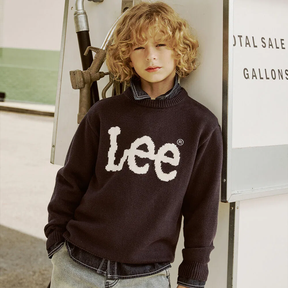 Детский вязаный пуловер Standard Fit Big Logo тёмно-синий от Lee Kids