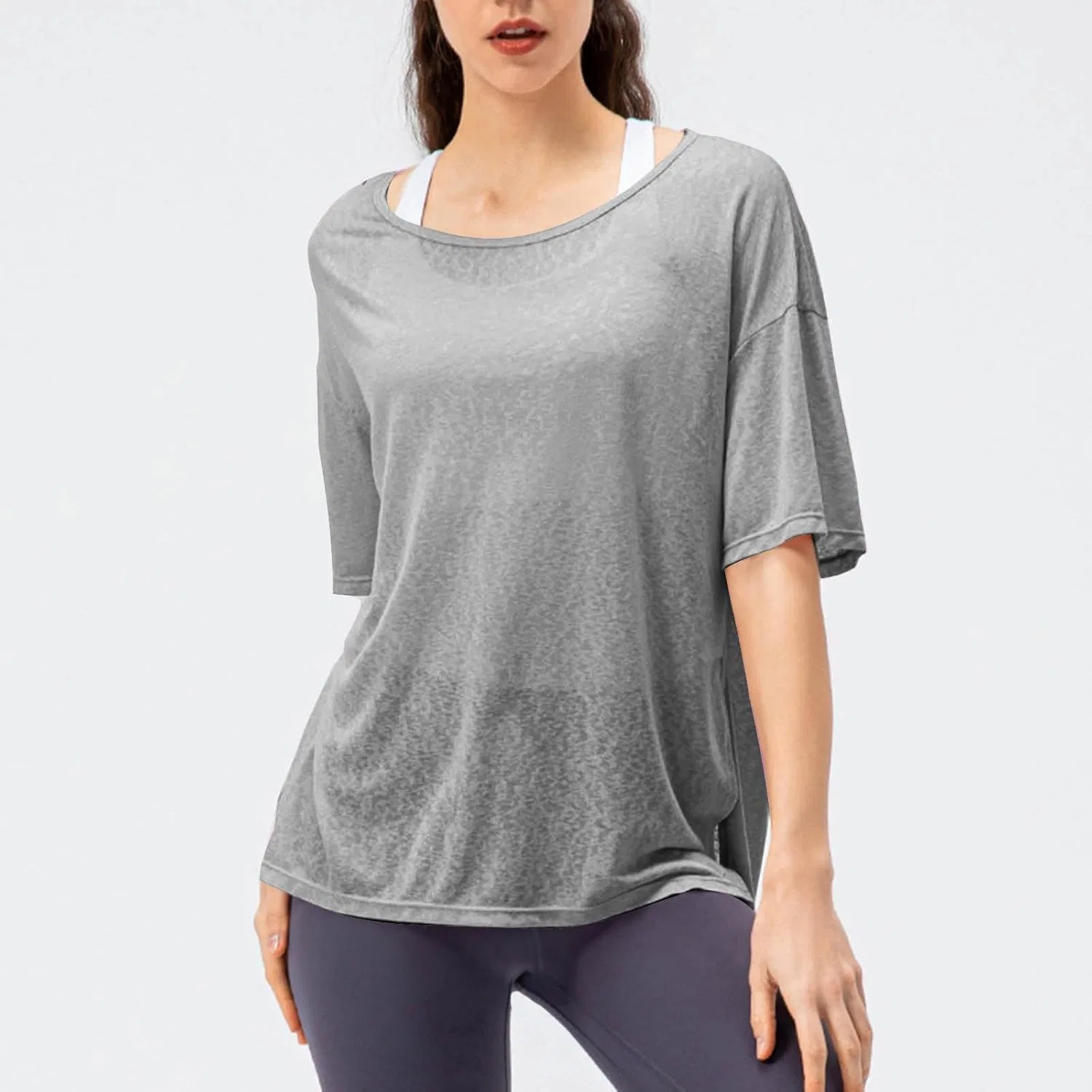 Футболка женская Oversized Mesh, бренд Generic, цвет Gray — фото 2