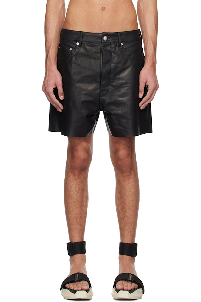

Голливудские кожаные шорты geth Rick Owens, черный