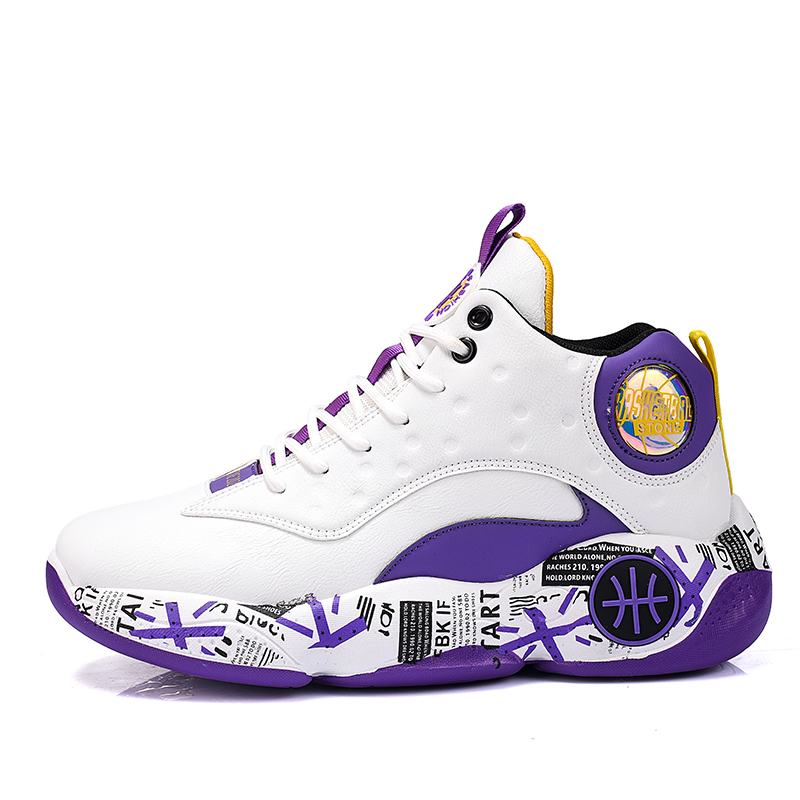 

M.M Party Амортизирующие нескользящие износостойкие дышащие и легкие мужские высокие кеды Casual - белый фиолетовый, цвет White Purple