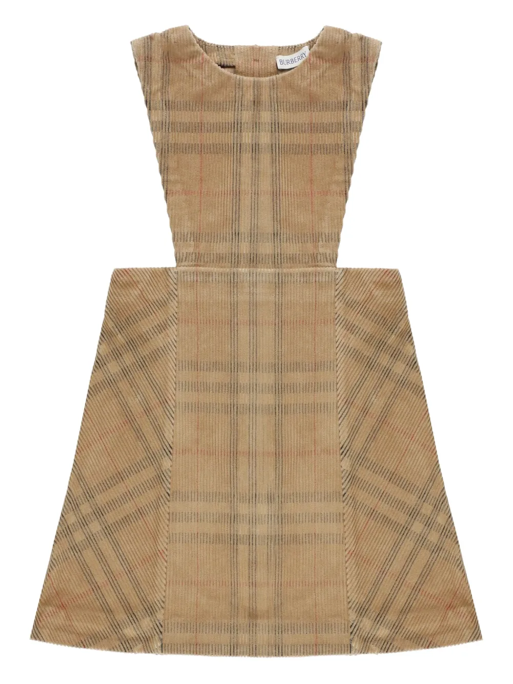 

Платье из вельвета в клетку BURBERRY KIDS, нейтральный