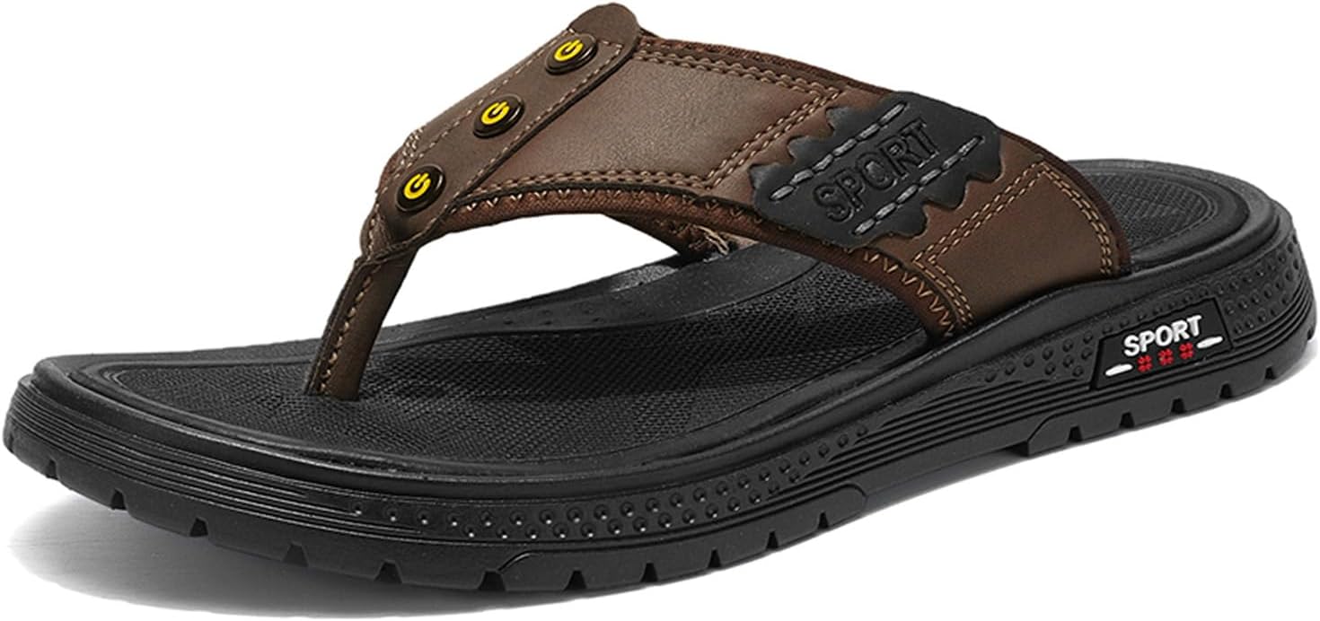 

Мужские шлепанцы MXTSH, сандалии с кожаным ремешком на пальце, повседневные домашние сандалии для мужчин, Coffee