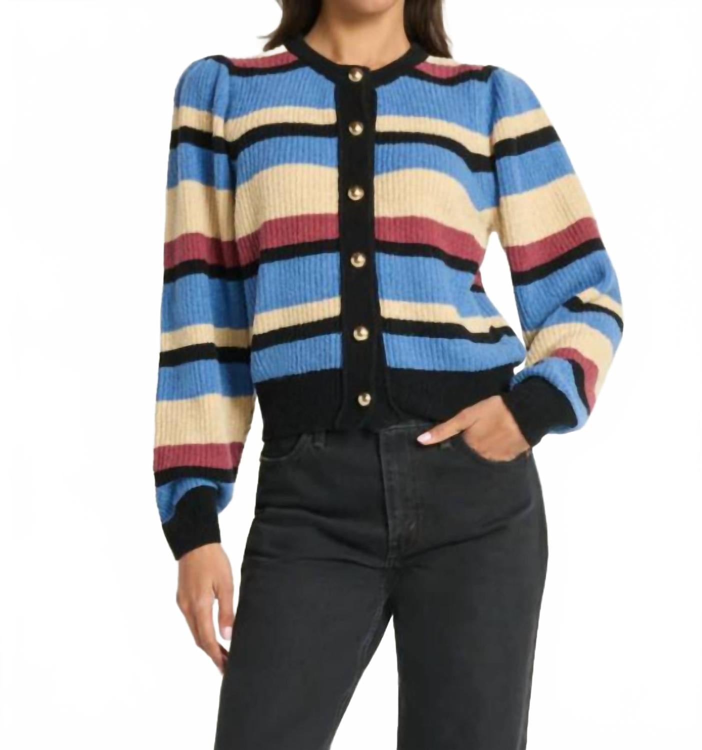 

Nation LTD Женский кардиган Carmela из велюра в разноцветную полоску