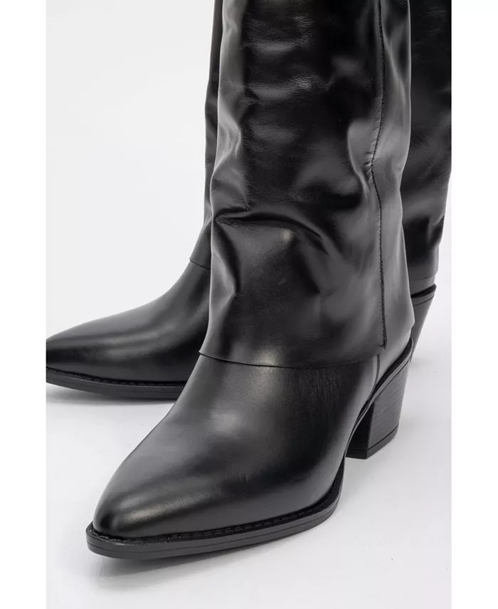 Ботинки Teodora на кожаной платформе с квадратным каблуком (женские) Forever & Always Shoes, черный — фото 3