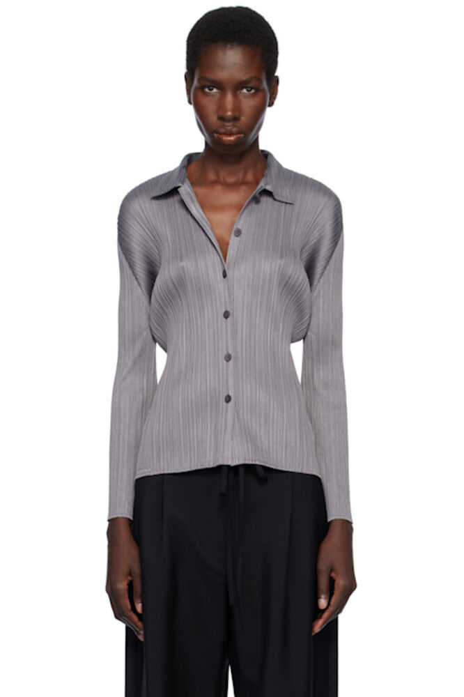 

Серая базовая рубашка PLEATS PLEASE ISSEY MIYAKE
