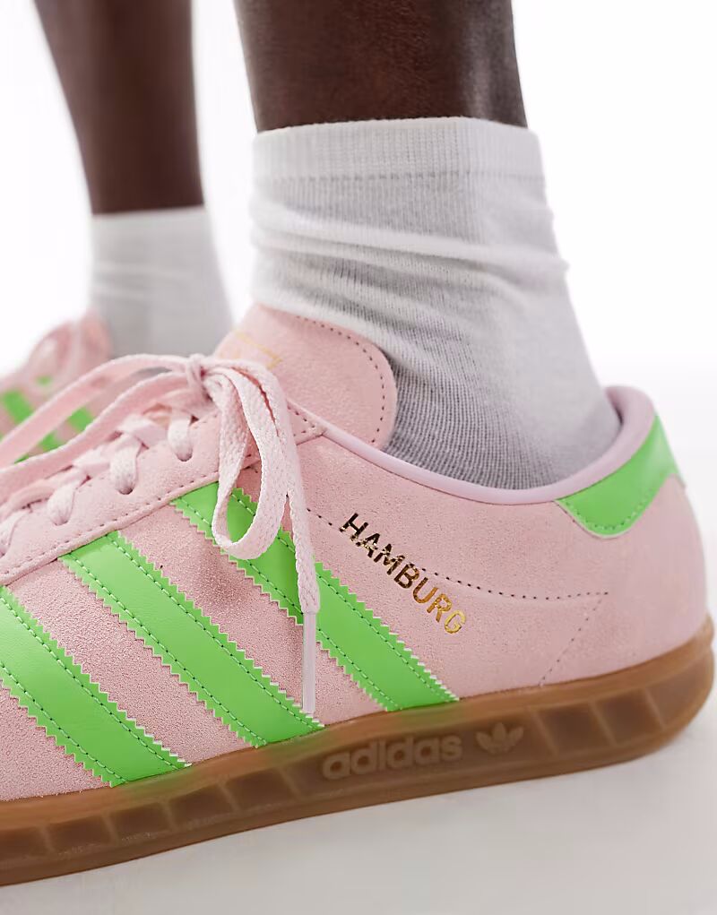 Кроссовки Adidas Originals Hamburg розового и зеленого цвета — фото 4