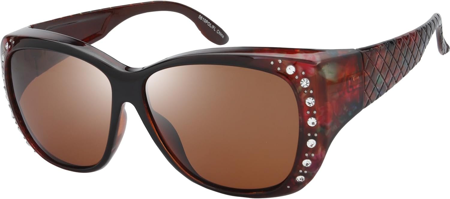 

Солнцезащитные очки Fresh Fit Over Glasses Rhinestone Polarized Sunglasses для женщин FR1F5610 - Кожаный футляр для очков The Fresh, F5610p06 Brown/ Floral Flower Print, Brown