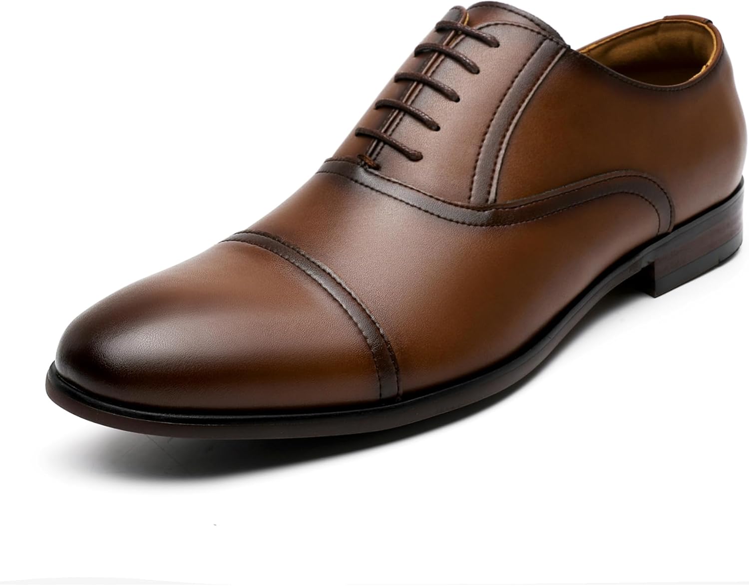 

Мужские классические туфли оксфорды из ПУ-кожи для мужчин, удобные формальные деловые туфли на шнуровке без складок Desai, коричневый