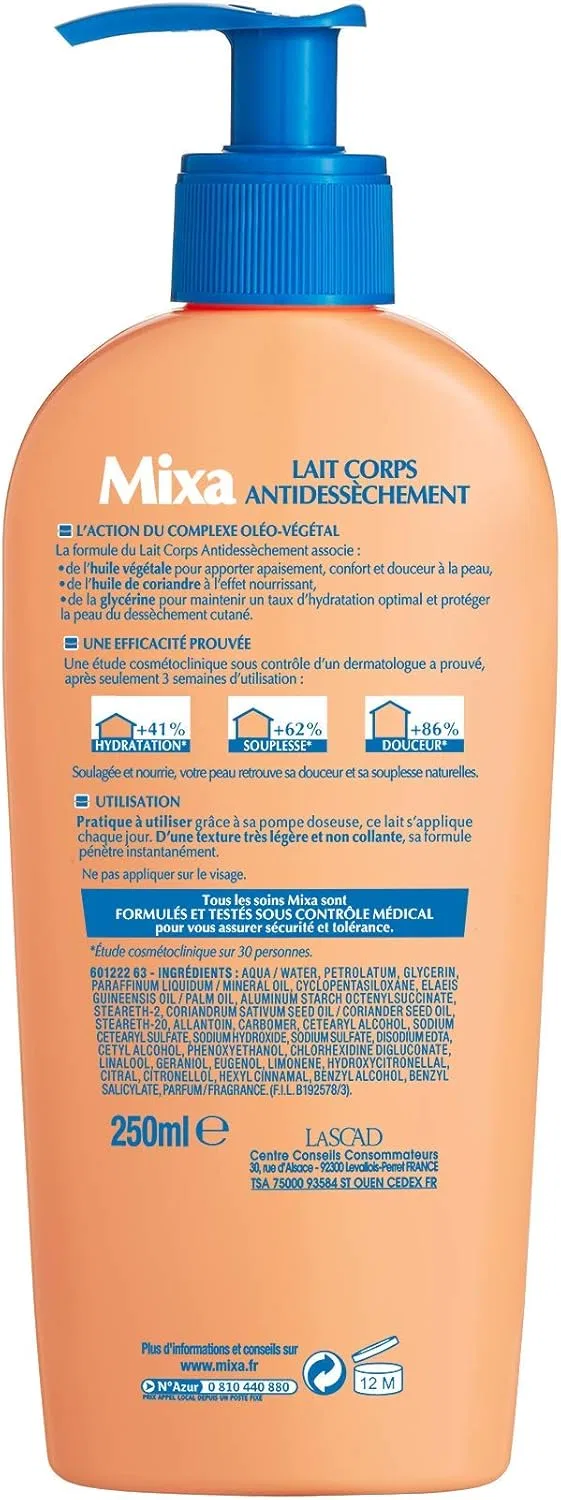 Молочко для тела интенсивное для сухой кожи Mixa 250 мл — фото 2