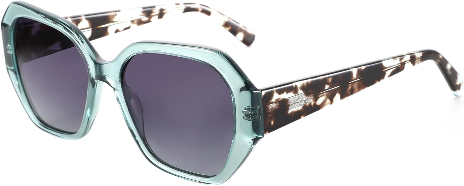 

ZENOTTIC Модные поляризованные солнцезащитные очки для женщин: дизайнерские шестиугольные очки для дам - ​​ретро-солнцезащитные очки с защитой UV400, C04 Crystla Green Frame /Gradient Grey Lens