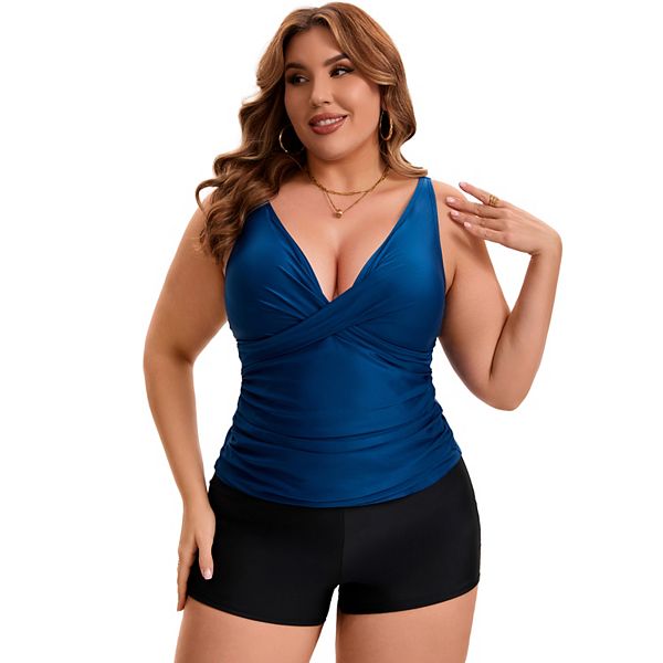 

Женский купальник 2 в 1: топ-танкини и шорты с эффектом контроля живота Agnes Orinda, Dark Blue