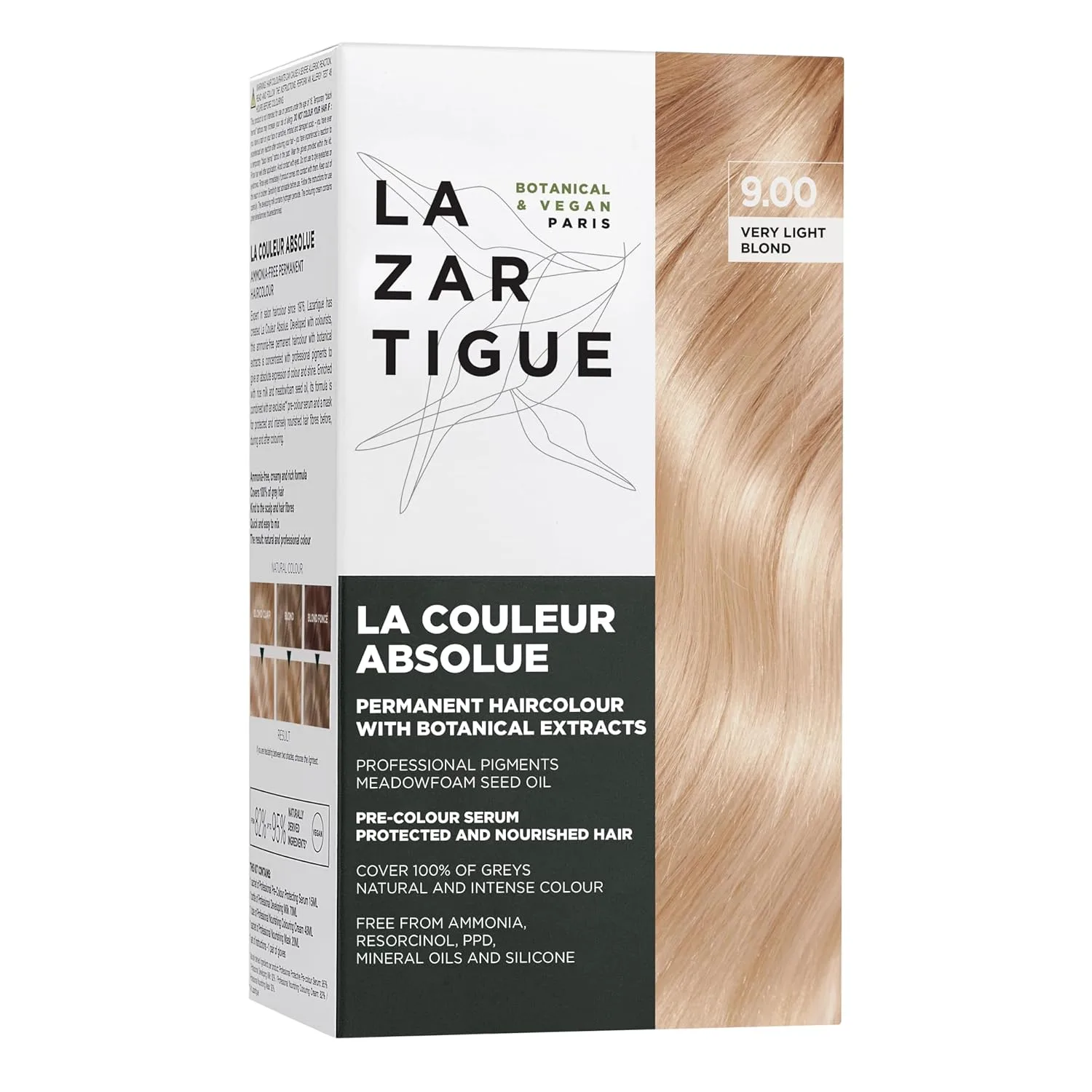 Lazartigue La Couleur Absolue, стойкая краска для волос с растительными экстрактами, набор для окрашивания, веганский продукт, не тестируется на животных, не содержит аммиака. 1 штука (1 шт.), 9.00 Very Light Blond