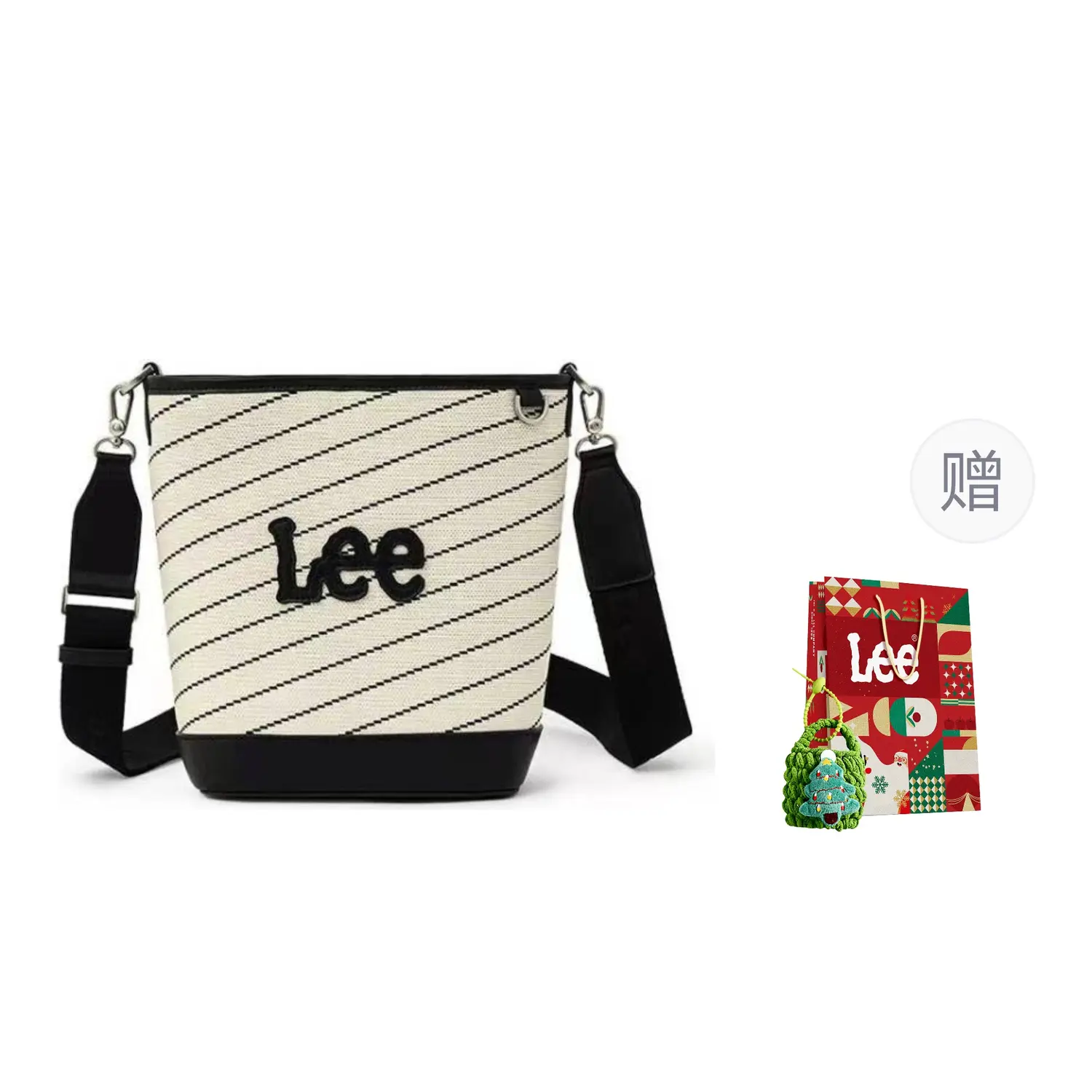 

Lee Тканевая сумка через плечо с регулируемым ремнем женская экрю, Gift Limited Edition