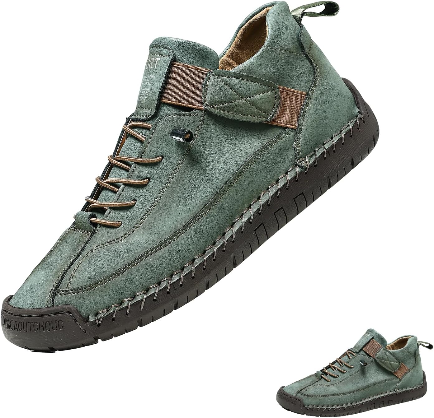 

Мужские ботинки для мужчин, высокие лоферы, обувь Челси из кожи, повседневная и нарядная ручной работы, модные кроссовки, мягкие для работы и прогулок Generic, зеленый