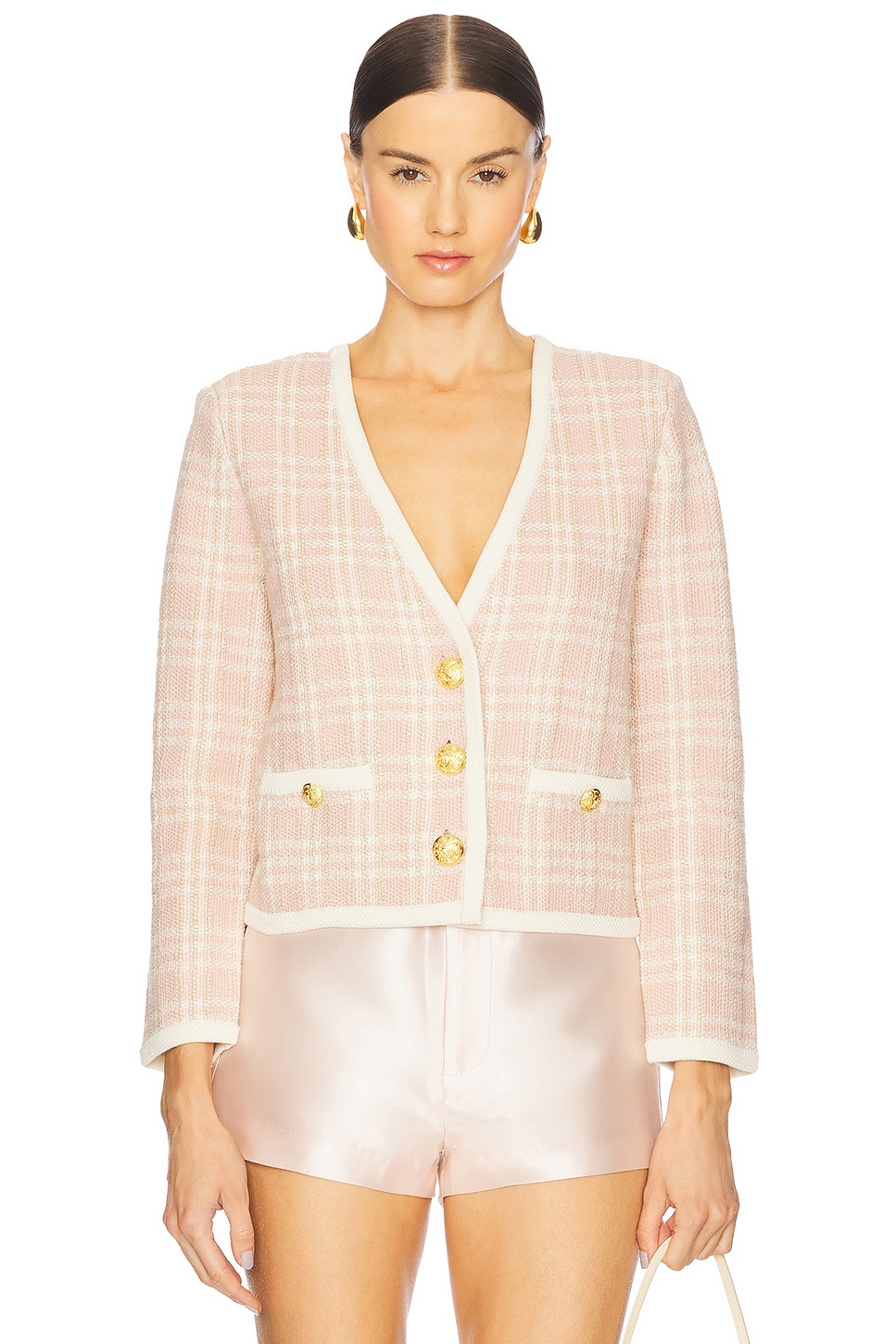 

Трикотажный жакет Claudine Veronica Beard, off white & pink clay