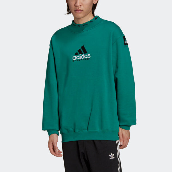 Толстовка Men's adidas originals Eqt Logo Embroidered Sports Round Neck Pullover Green, мультиколор — фото 2