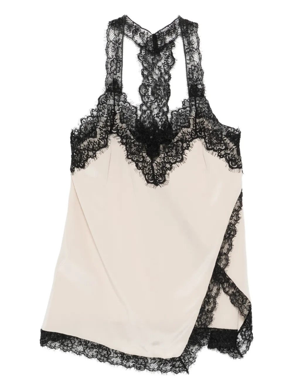 

Шелковый топ с кружевом Pinko, нейтральный