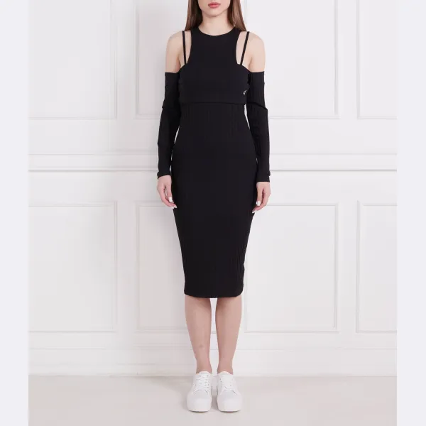 

Двухслойное платье в рубчик Calvin Klein, черный