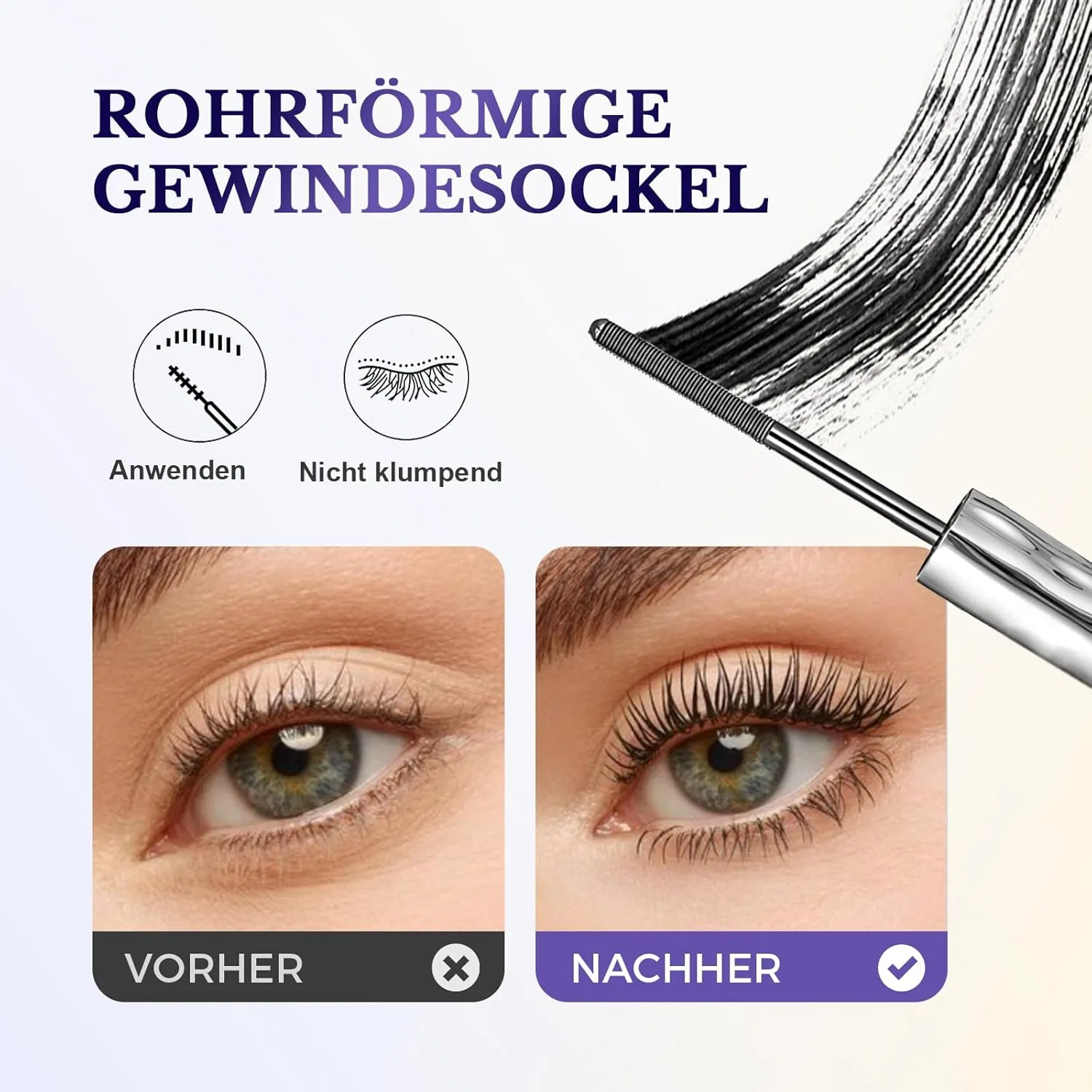 Тушь для ресниц 3D Curling Eyelash Iron с металлической кистью (3 шт.) Comenem, 3 Pieces. — фото 3