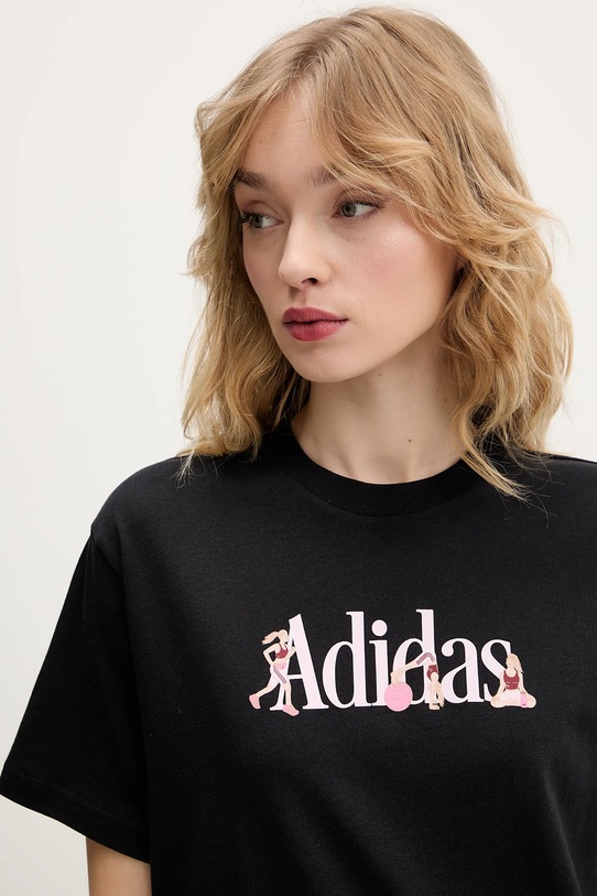 Мягкая спортивная хлопковая футболка Adidas, черный — фото 4