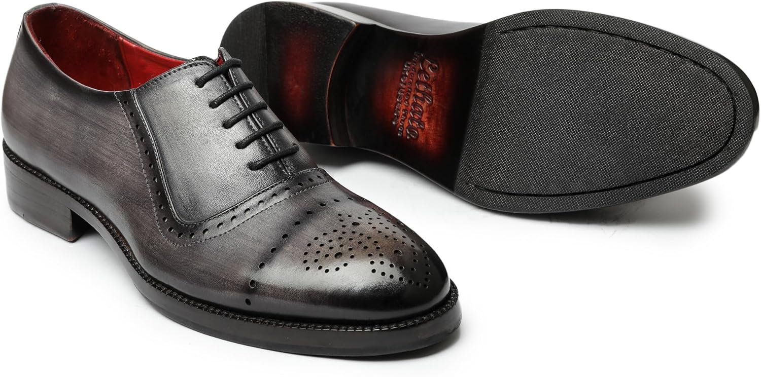 Мужские туфли оксфорды Lethato Wingtip Brogue ручной работы из натуральной кожи с шнуровкой, серый — фото 2
