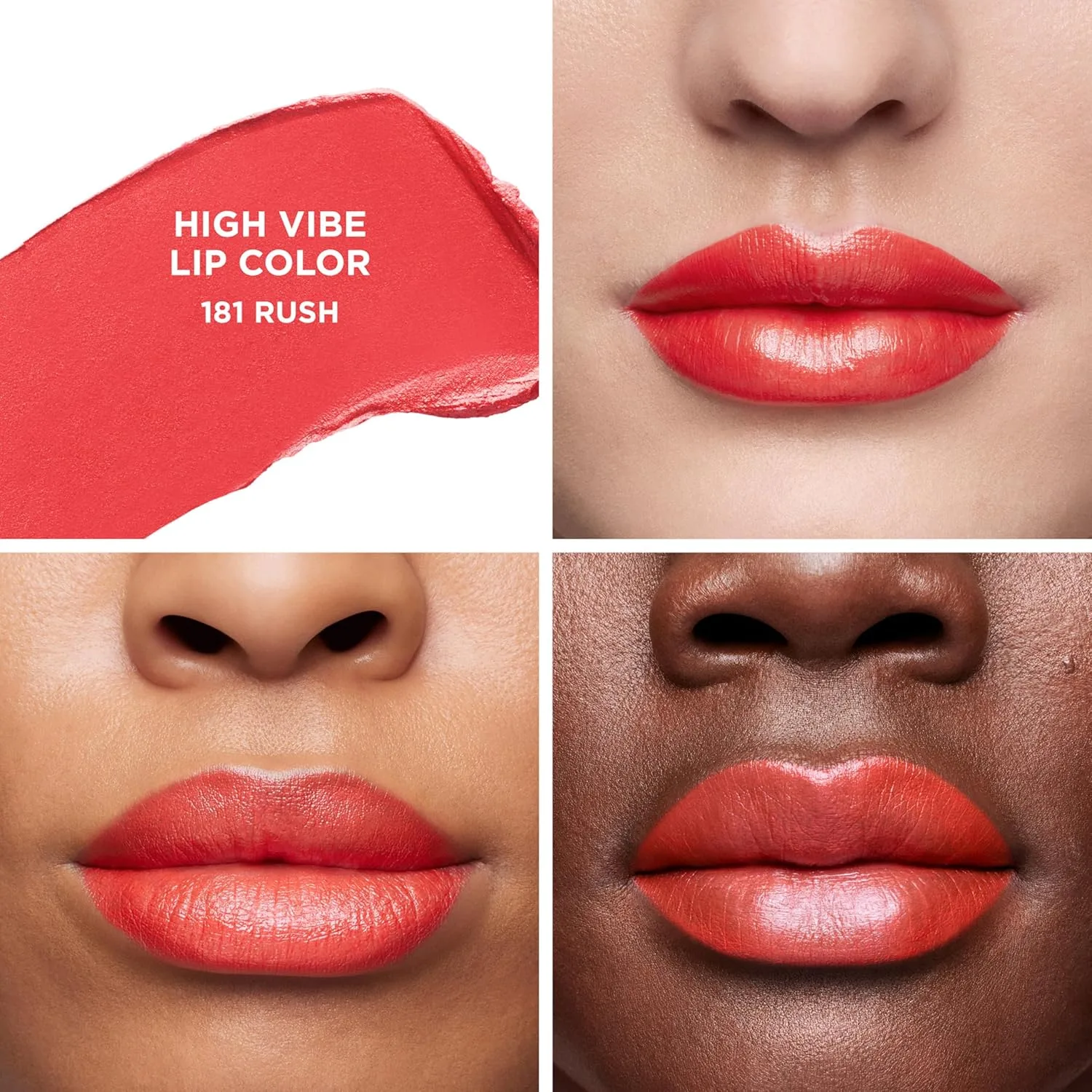 Помада Laura Mercier High Vibe Lip Color, стойкая до 6 часов, легкая и комфортная, не сушит губы, увлажняющая, придает сияние., 181 Rush - Bright Coral Red — фото 3