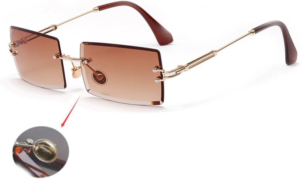 

Женские солнцезащитные очки без оправы, маленькие прямоугольные солнцезащитные очки для женщин, модный стиль, защита от ультрафиолета UV400, черные, серые, розовые WNCKSQ, C2 Brown