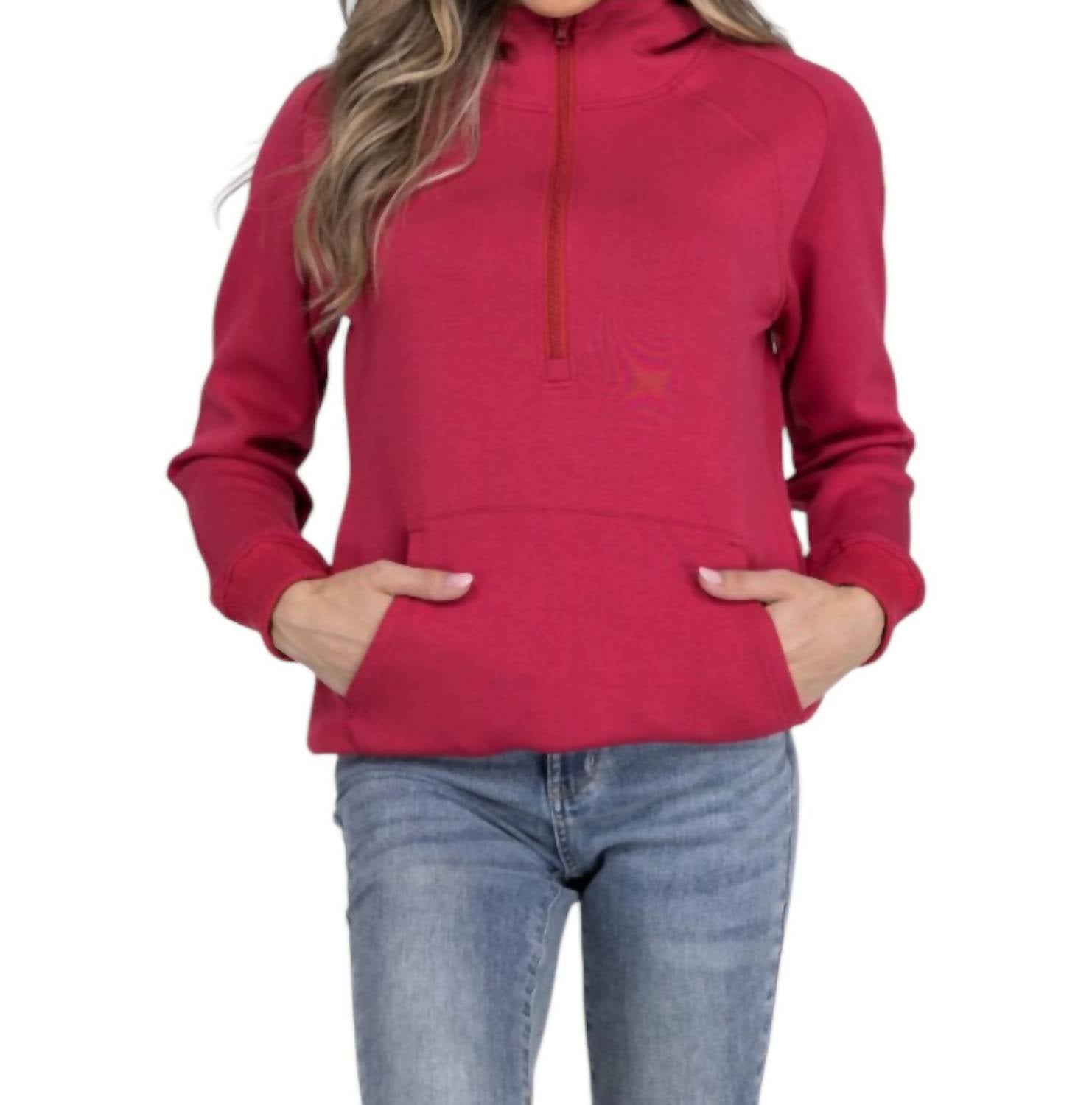 

Толстовка с капюшоном Scuba Halfzip в ягодном цвете Michelle Mae, цвет berry