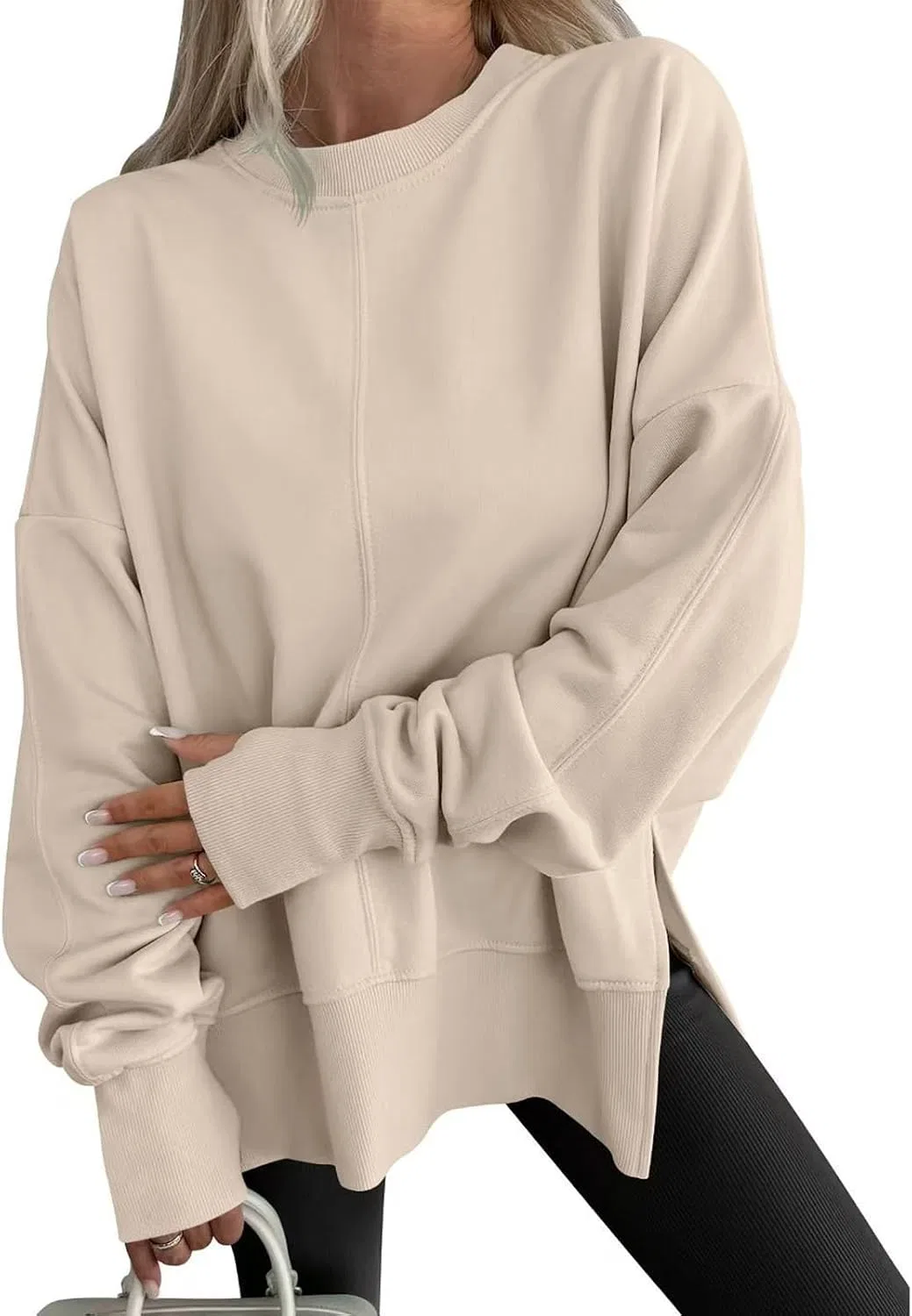 Свитшот женский свободный из коллекции Autumn-Winter 14, бежевый — фото 4