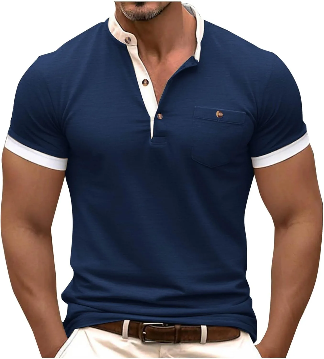 

Мужская футболка Henley Color Block с коротким рукавом Cambkatl