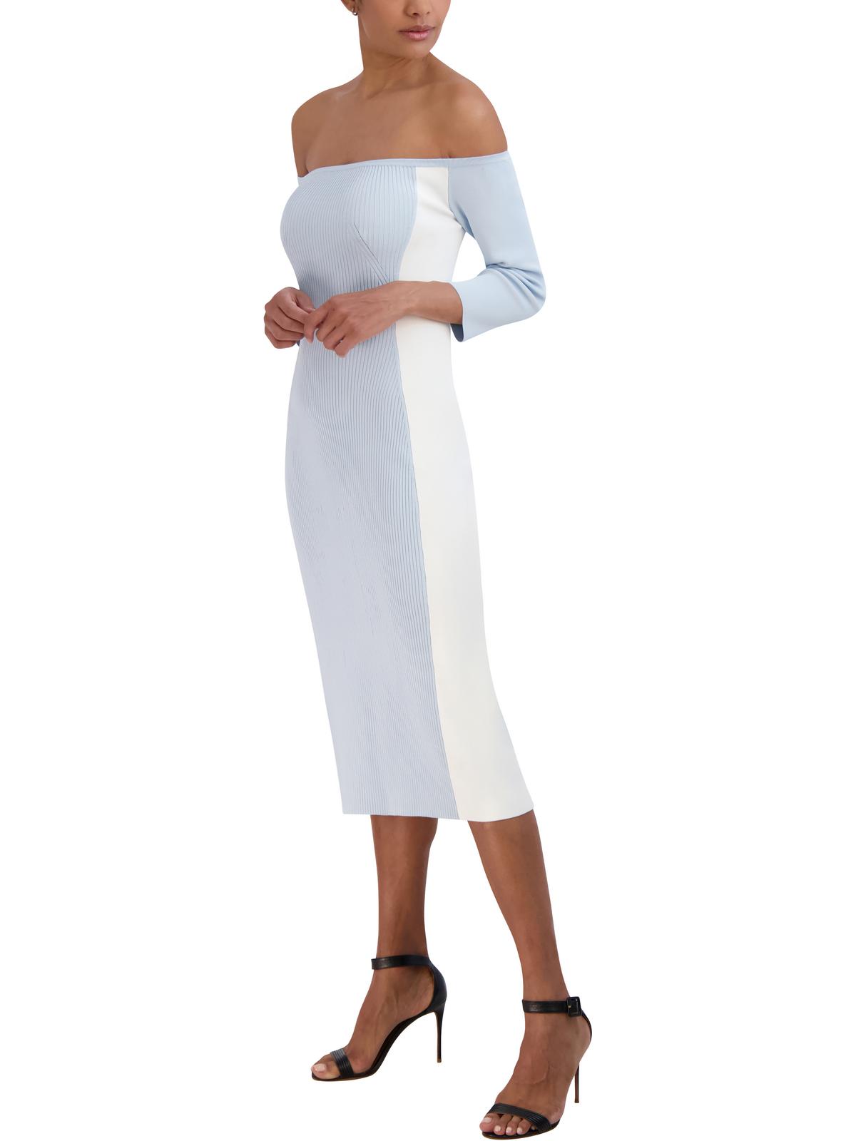 

Женское платье-миди длиной ниже колена стретч BCBGMAXAZRIA, цвет heather blue