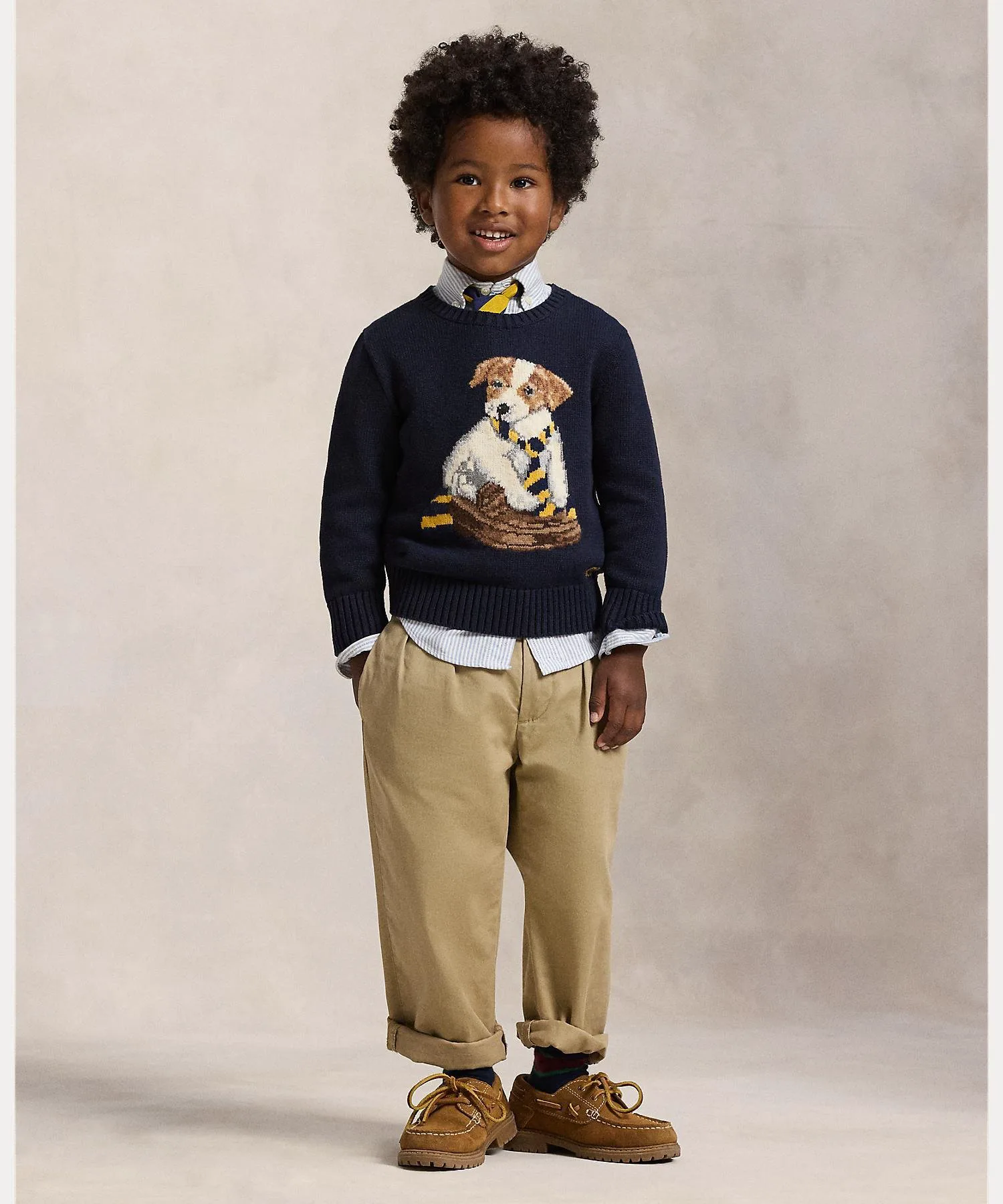 (Для мальчиков, 2-7 лет) Хлопковый свитер с интарсией в виде собаки Polo Ralph Lauren, 410 Navy — фото 4