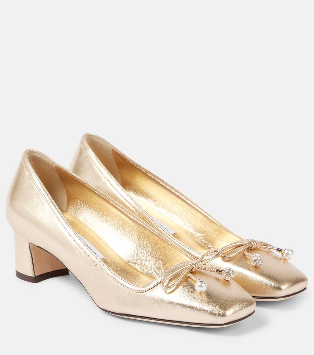 Туфли-лодочки Elme 45 из металлизированной кожи Jimmy Choo, золотой