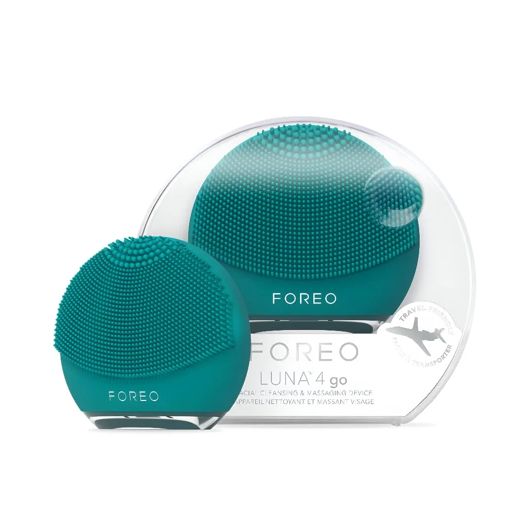 FOREO Luna 4 go Щетка для очищения лица и массажер для укрепления кожи - Премиальный уход за лицом - Улучшает впитывание - Простые инструменты для ухода за кожей - Для всех типов кожи - Evergreen, Evergreen
