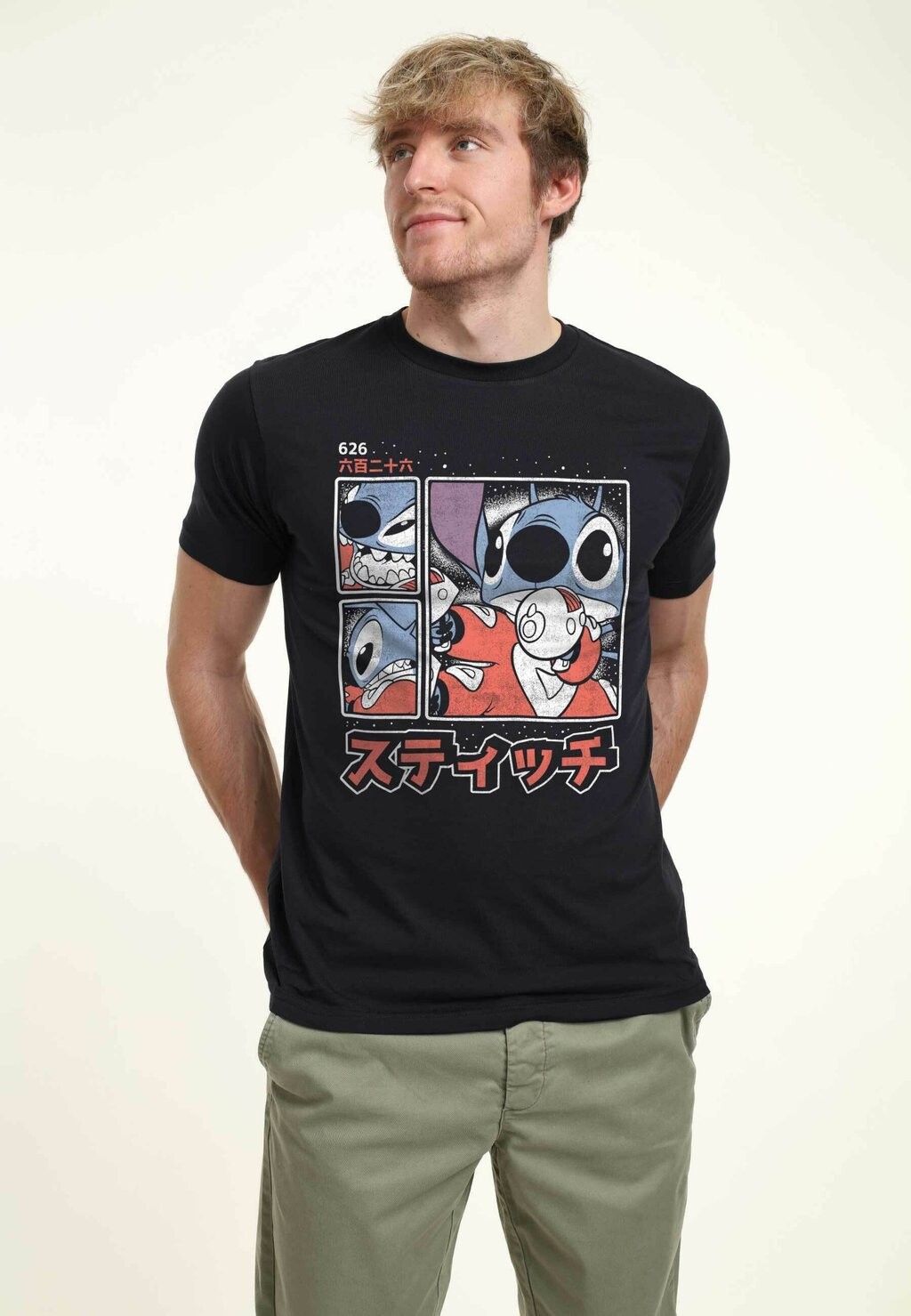 

Футболка с принтом Lilo & Stitch Stitch Kanji Unisex Disney, темно-синяя
