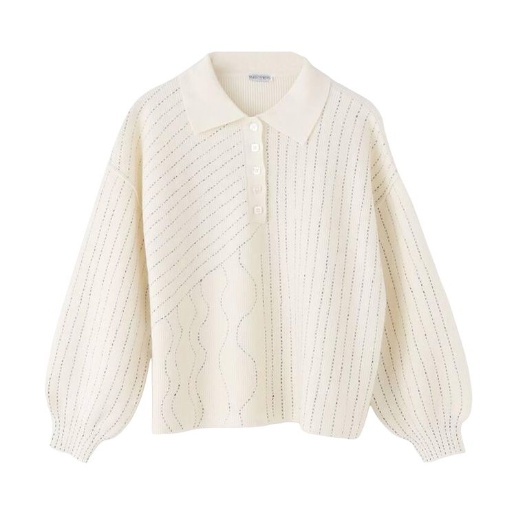 

Вязаная рубашка-поло с вышивкой «Стеклянный кипарис» Glass Cypress, белый