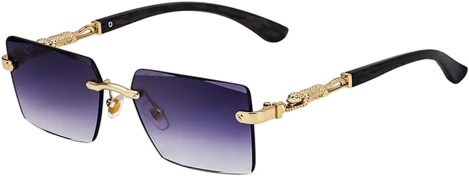 

Винтажные солнцезащитные очки без оправы для мужчин, безрамочные солнцезащитные очки для мужчин, металлическая оправа, очки с изображением головы леопарда VFDHN, 2