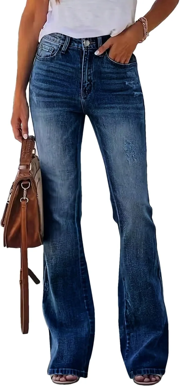 

Anufer женские расклешенные джинсы Mid Waist с эффектом slim и растяжкой