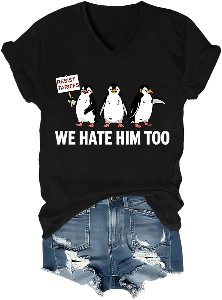 

Футболка V-Neck We Hate Him Too Resist